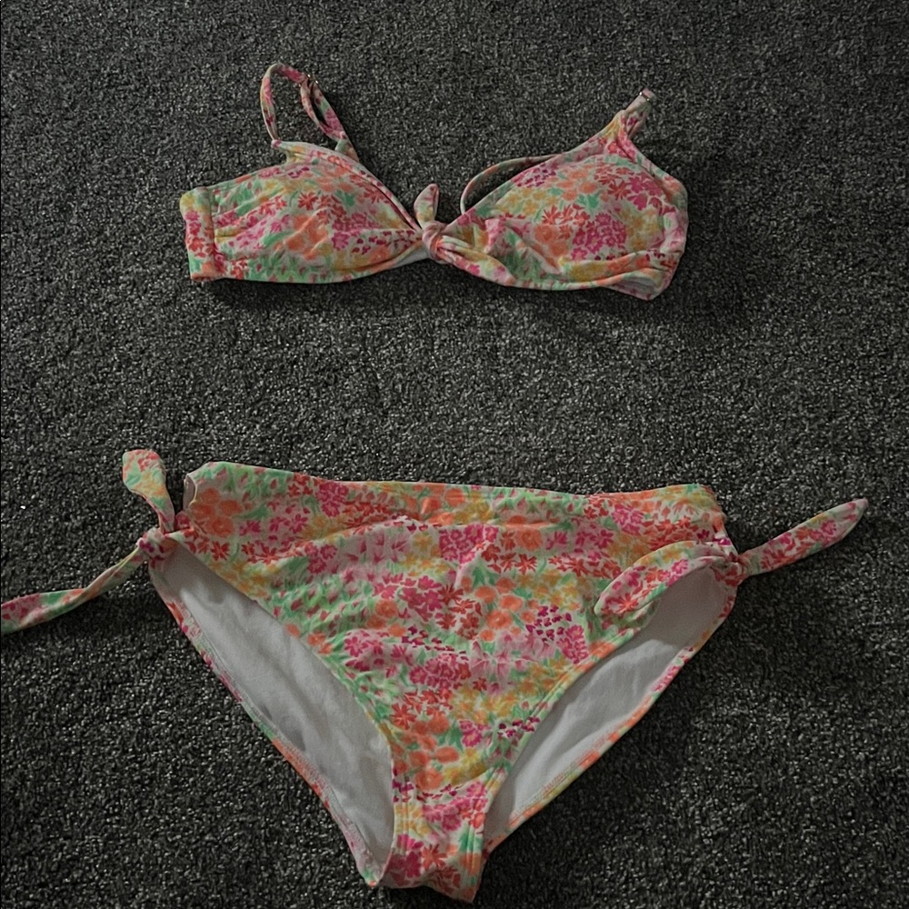 Floral Bikini Set - Pink and Green
